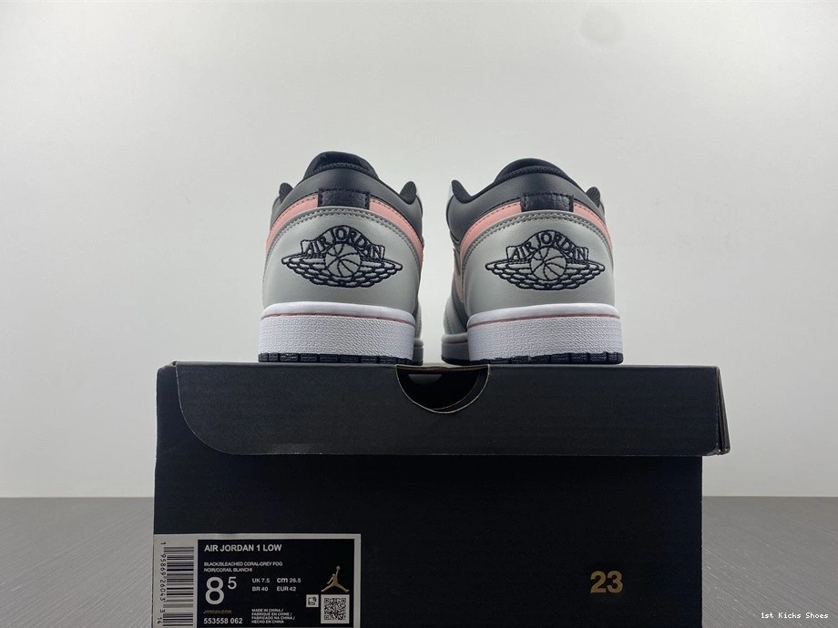 Air 1 Low Jordan Black 553558-062 Pink Grey White 1001